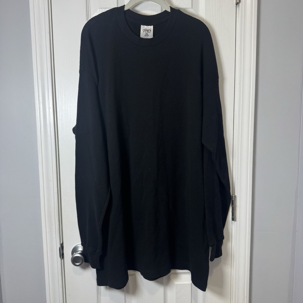Shaka Wear Black Long Sleeved Heavyweight Thermal Waffle Knit Size 3X